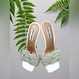 Steve Madden Rhinestone White/Beige heel